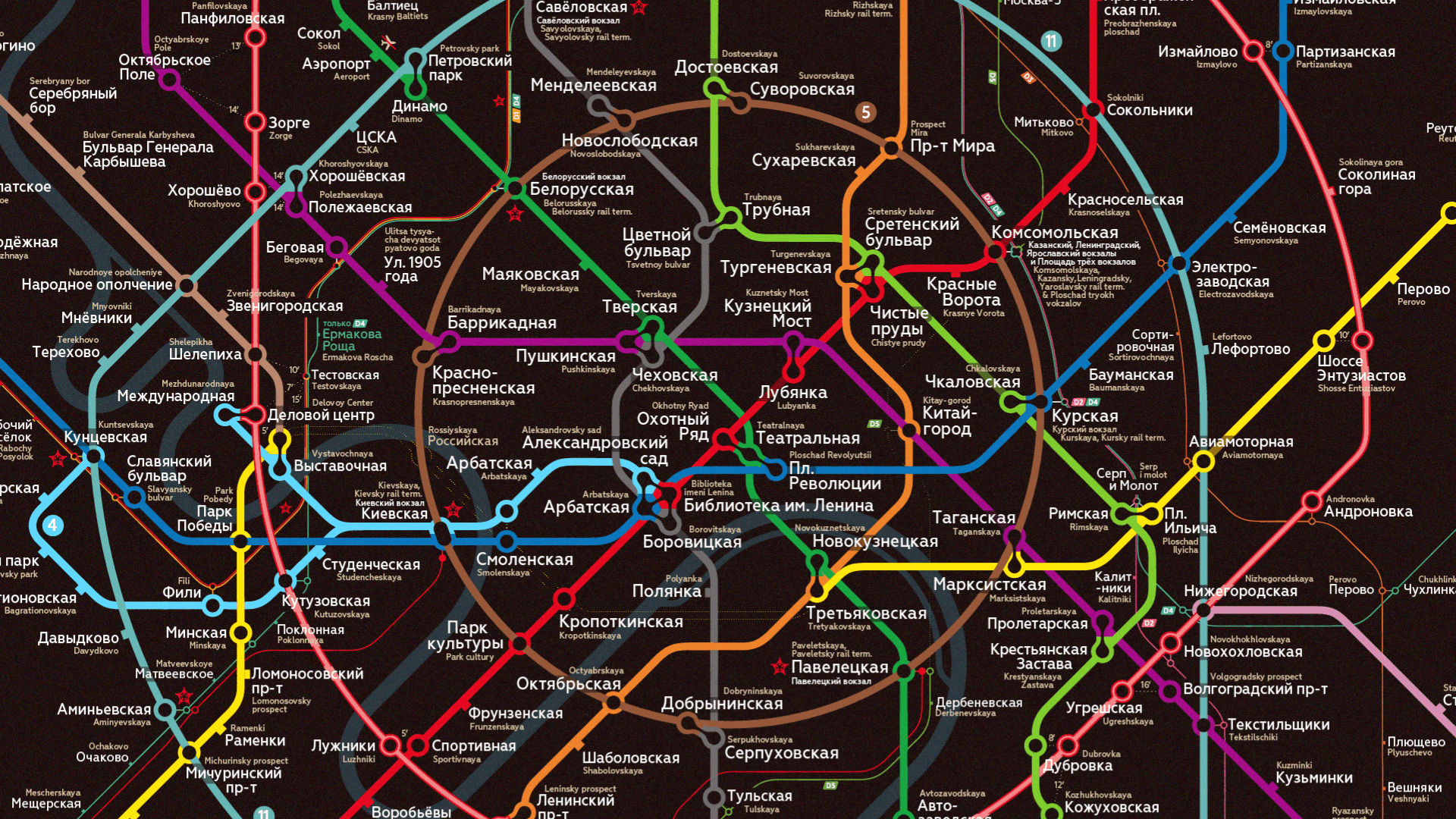 Фрагмент схемы метро Москвы